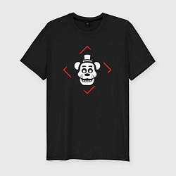 Мужская slim-футболка Символ FNAF в красном ромбе