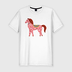 Мужская slim-футболка Красочная лошадка