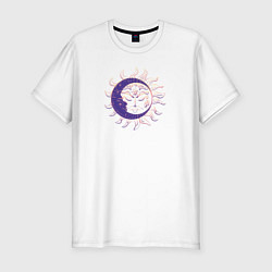 Мужская slim-футболка Спящие солнце и месяц