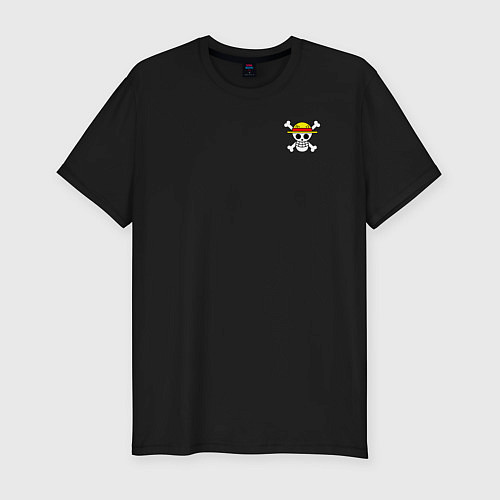 Мужская slim-футболка Лого Мугивар - One Piece / Черный – фото 1
