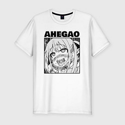 Мужская slim-футболка Ахегао - девушка