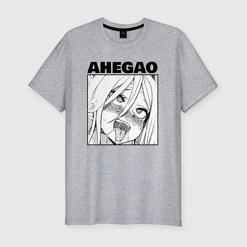 Мужская slim-футболка Рисунок ахегао / Меланж – фото 1