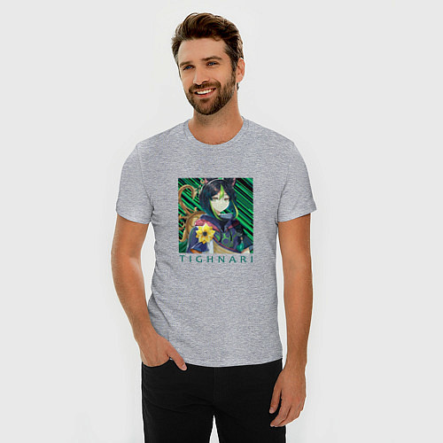 Мужская slim-футболка Тигнари Лесной страж / Меланж – фото 3