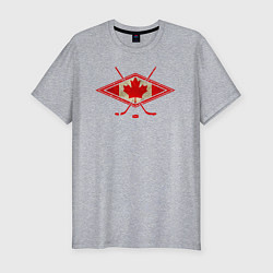 Мужская slim-футболка Флаг Канады хоккей