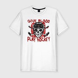 Мужская slim-футболка Дай крови - Играй в Хоккей