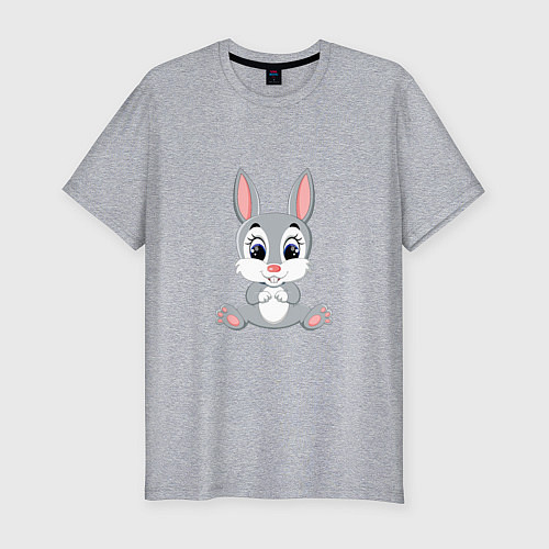 Мужская slim-футболка Добрый зайчишка / Меланж – фото 1