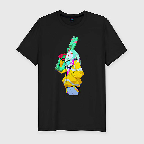 Мужская slim-футболка Ребекка с пушкой - Киберпанк / Черный – фото 1