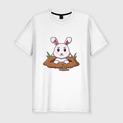 Мужская slim-футболка Кролик в норке