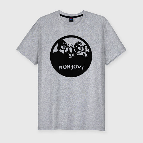 Мужская slim-футболка Bon Jovi rock / Меланж – фото 1