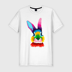 Мужская slim-футболка Радужный кролик