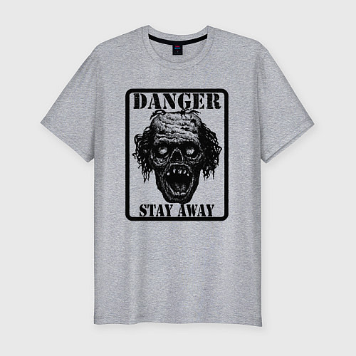 Мужская slim-футболка Опасно зомби / Меланж – фото 1