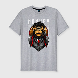 Футболка slim-fit Обезьяна в костюме, цвет: меланж