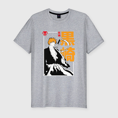 Мужская slim-футболка Bleach - Ичиго Куросаки / Меланж – фото 1