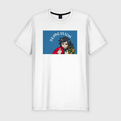 Футболка slim-fit Depression - Клинок рассекающий демонов, цвет: белый