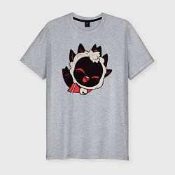 Футболка slim-fit Cult of the Lamb - Овечка радостно приветствует, цвет: меланж