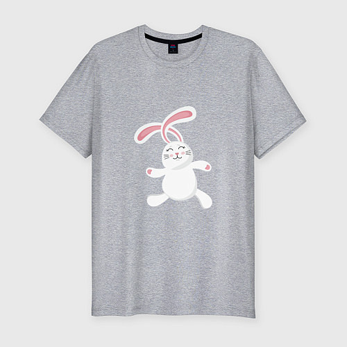 Мужская slim-футболка Happy - Bunny / Меланж – фото 1
