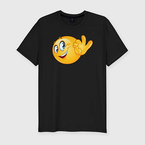 Мужская slim-футболка Эмодзи - ОК / Черный – фото 1