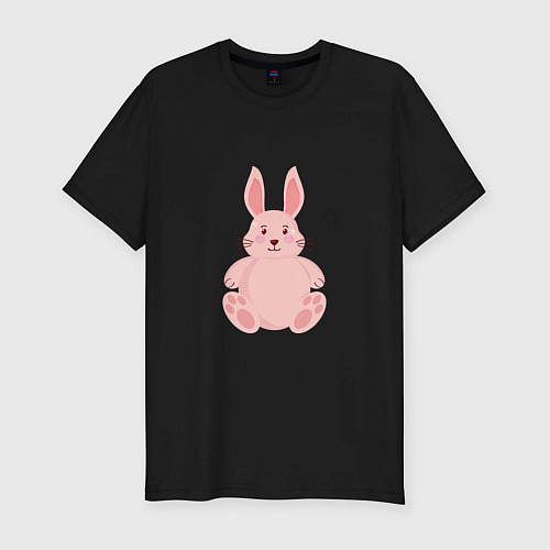 Мужская slim-футболка Розовый зайчонок / Черный – фото 1