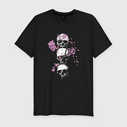 Футболка slim-fit Skull and Flowers, цвет: черный