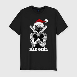 Мужская slim-футболка Bad girl with guns