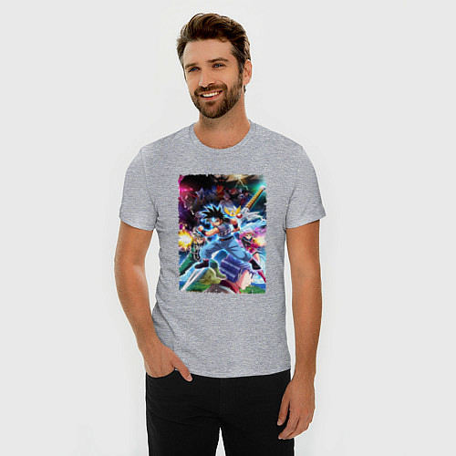 Мужская slim-футболка Dragon Quest poster / Меланж – фото 3