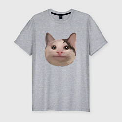 Мужская slim-футболка Polite cat meme