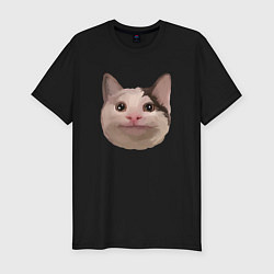 Футболка slim-fit Polite cat meme, цвет: черный