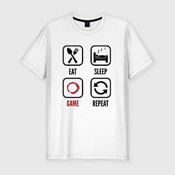 Футболка slim-fit Eat - sleep - The Callisto Protocol - repeat, цвет: белый