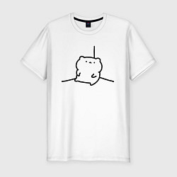 Мужская slim-футболка Прикольный мишутка смотрит из угла