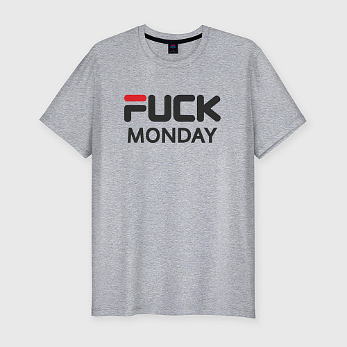 Мужская slim-футболка Fuck monday, anti-brand, fila / Меланж – фото 1