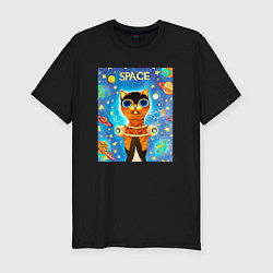 Мужская slim-футболка Кот - Повелитель Вселенной