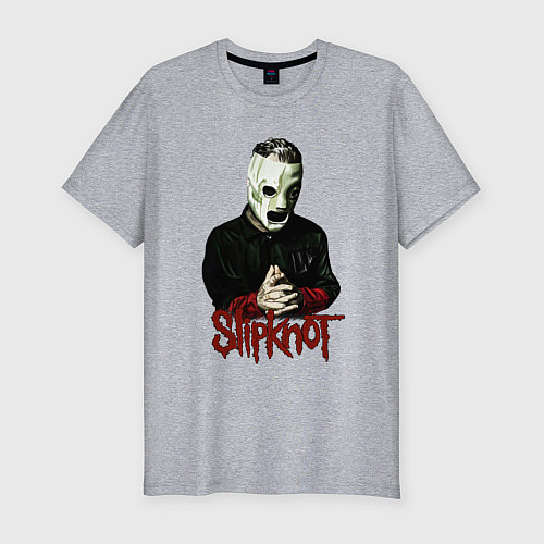 Мужская slim-футболка Slipknot mask / Меланж – фото 1