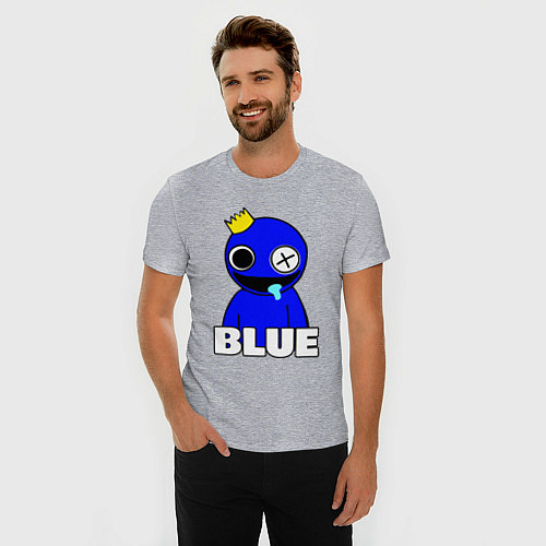 Мужская slim-футболка Радужные друзья улыбчивый Синий / Меланж – фото 3