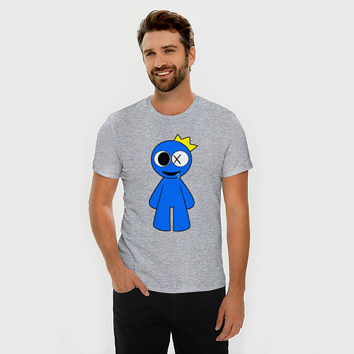 Мужская slim-футболка Радужные друзья Синий улыбается / Меланж – фото 3