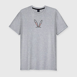 Мужская slim-футболка Ушки зайца контур