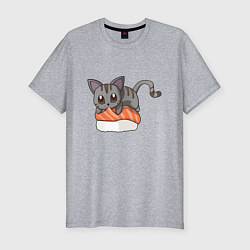 Футболка slim-fit Sushi cat, цвет: меланж