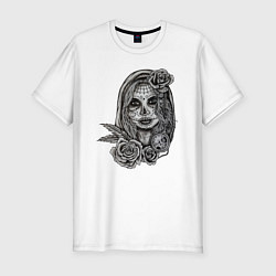 Футболка slim-fit Santa muerte в розах, цвет: белый