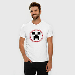 Футболка slim-fit Символ Minecraft и красная краска вокруг, цвет: белый — фото 2