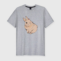 Мужская slim-футболка Милый кролик гуашью