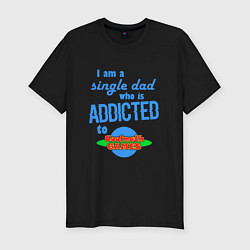 Футболка slim-fit I am a single Dad who is addicted to Cool Math Gam, цвет: черный