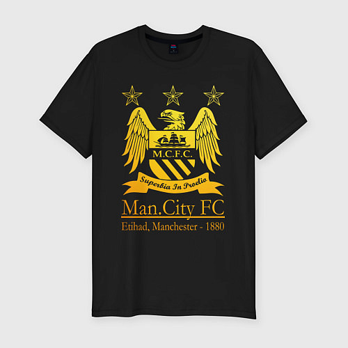 Мужская slim-футболка Manchester City gold / Черный – фото 1