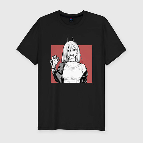 Мужская slim-футболка Пауэр Chainsaw Man / Черный – фото 1