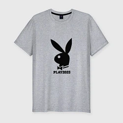 Мужская slim-футболка Черный кролик play2023