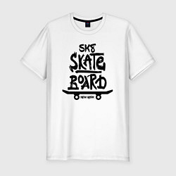 Футболка slim-fit Надпись Скейтборд Нью-Йорк, цвет: белый