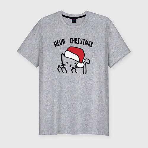 Мужская slim-футболка Поздравление от кота / Меланж – фото 1