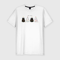 Мужская slim-футболка Коты в гирлянде
