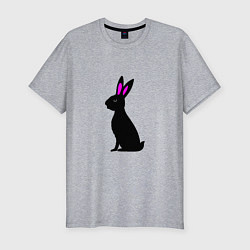 Футболка slim-fit Черный кролик, цвет: меланж