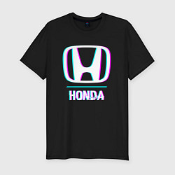 Футболка slim-fit Значок Honda в стиле glitch, цвет: черный