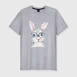 Мужская slim-футболка Серый кролик