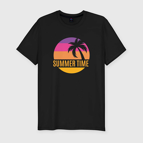 Мужская slim-футболка Summer time California / Черный – фото 1